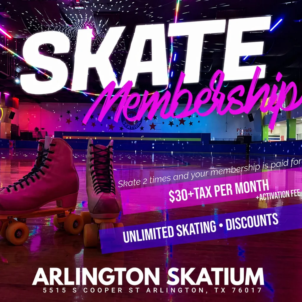 Arlington Skatium has an unlimited skating pass for only $30 plus tax per month, skaters can skate every public skating session we are open!